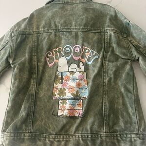 Peanuts Green Jean Jacket with Snoopy Design